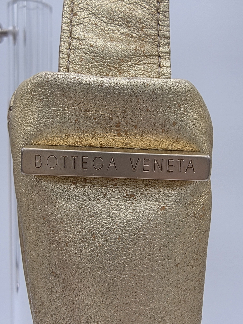 [VINTAGE] Bottega Veneta Metallic Gold Woven Crescent Shoulder Bag w/ COA - Picture 5 of 16